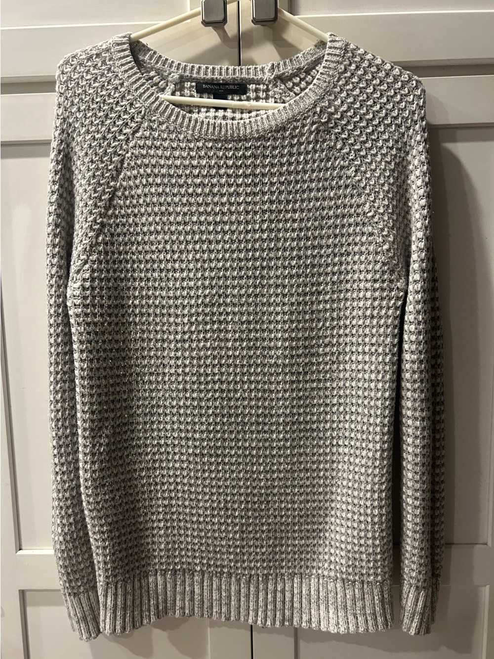 Banana Republic Factory cotton wool blend waffle knit gray and white sweater